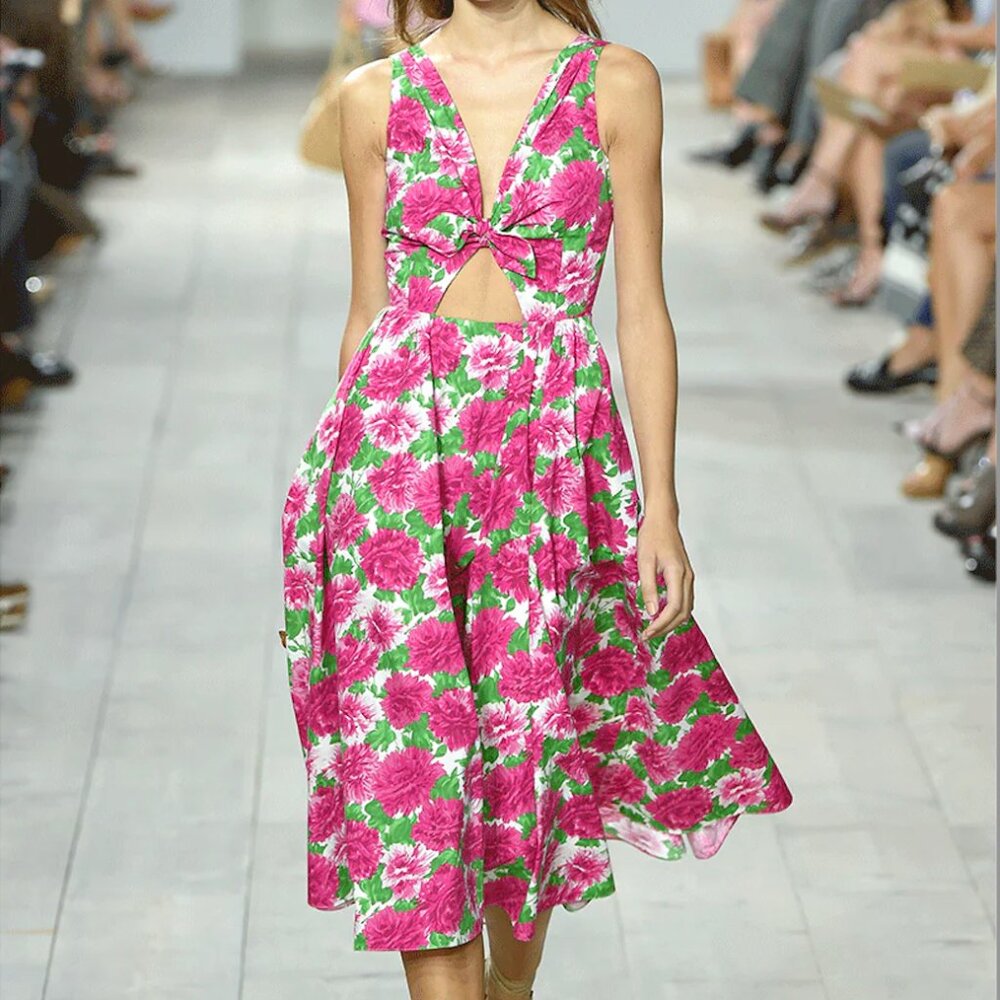 Michael Kors Collection Tie Front Peony Dress Sz 0